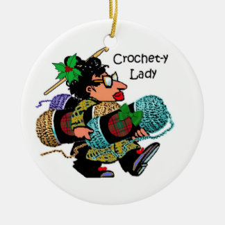 Christmas Ornamentかぎ針編みyの女性 セラミックオーナメント