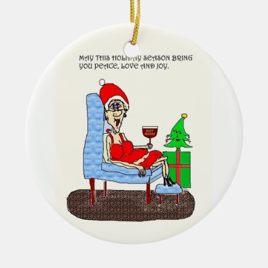 CHRISTMAS ORNAMENT平和愛および喜びの熱いママ セラミックオーナメント (正面)