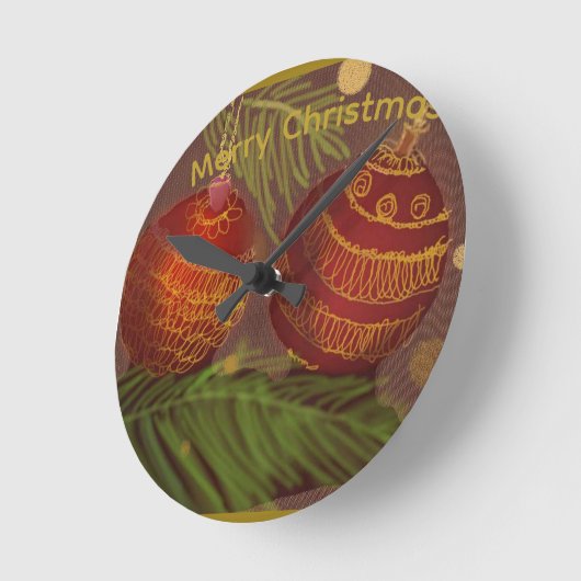 Christmas Ornament ラウンド壁時計 (傾斜)