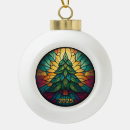 Christmas Ornament 2025 Faux Stained Glass Eff. 1  セラミックボールオーナメント