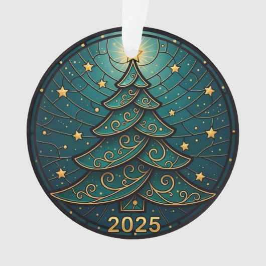 Christmas Ornament 2025 Faux Stained Glass Eff. 2 オーナメント (正面)