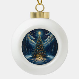 Christmas Ornament 2025 – Winter Night Tree 1 セラミックボールオーナメント