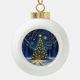 Christmas Ornament 2025 – Winter Night Tree 2 セラミックボールオーナメント
