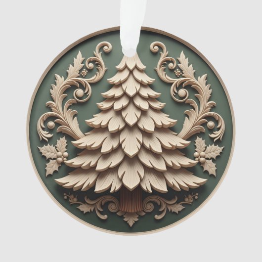 Christmas Ornament 2025 – Wood Carved Style オーナメント (正面)