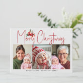 Christmas ornament and red bow three photo collage シーズンカード (スタンド正面)