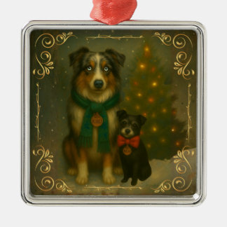 Christmas Ornament – Cozy Dog Holiday Keepsake メタルオーナメント