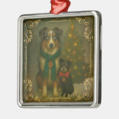 Christmas Ornament – Cozy Dog Holiday Keepsake メタルオーナメント (左)