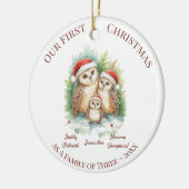 Christmas Ornament - First Christmas Family of 3 セラミックオーナメント (左)