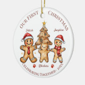 Christmas Ornament - First Christmas with our Cat セラミックオーナメント (左)