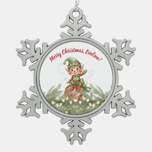 Christmas Ornament From the Elf スノーフレークピューターオーナメント (正面)