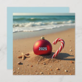 Christmas ornament on the beach holiday card シーズンカード (正面/裏面)