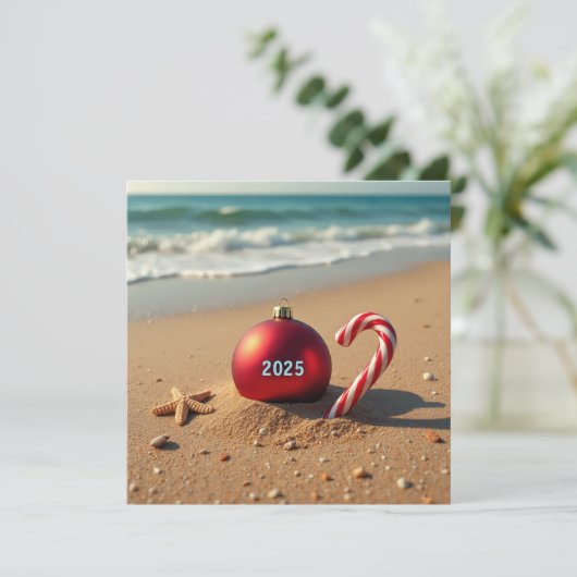 Christmas ornament on the beach holiday card シーズンカード (スタンド正面)
