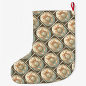 Christmas Ornament Peach And Beige Art Nouveau ラージクリスマスストッキング (裏面)