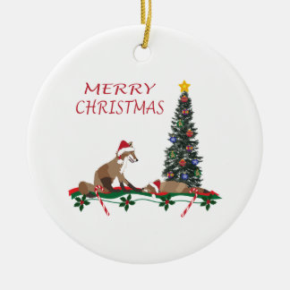 Christmas Ornament, wildlife, mom and baby fox セラミックオーナメント