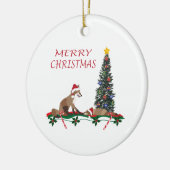 Christmas Ornament, wildlife, mom and baby fox セラミックオーナメント (左)
