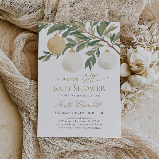Christmas Ornament Winter Baby Shower 招待状