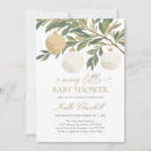 Christmas Ornament Winter Baby Shower 招待状 (正面)