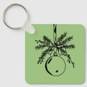 Christmas ornament with bow and pine branch キーホルダー (正面)