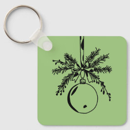 Christmas ornament with bow and pine branch キーホルダー