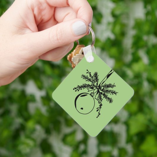 Christmas ornament with bow and pine branch キーホルダー (手)