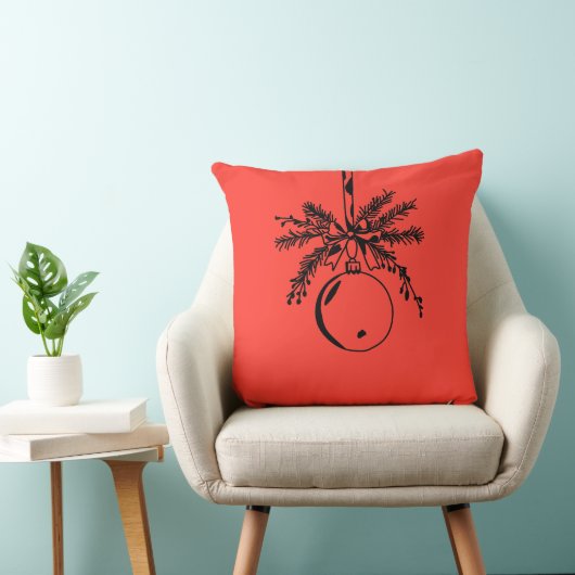 Christmas ornament with bow and pine branch クッション (椅子)