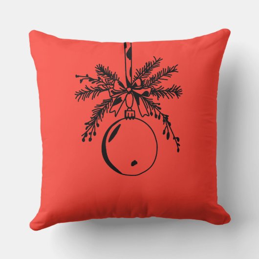 Christmas ornament with bow and pine branch クッション (裏面)