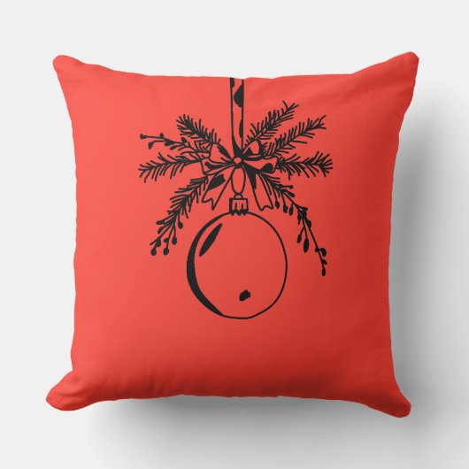 Christmas ornament with bow and pine branch クッション (正面)