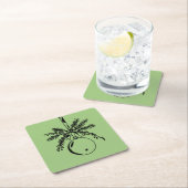 Christmas ornament with bow and pine branch スクエアペーパーコースター (インサイチュ)