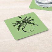 Christmas ornament with bow and pine branch スクエアペーパーコースター (アングル)