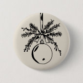 Christmas ornament with bow and pine branch 缶バッジ (正面)