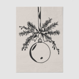 Christmas ornament with bow and pine branch 薄葉紙