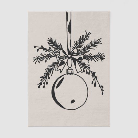 Christmas ornament with bow and pine branch 薄葉紙 (正面)