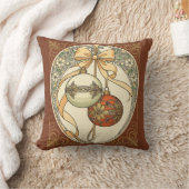 Christmas Ornaments Beige and Red Art Nouveau クッション (ブランケット)