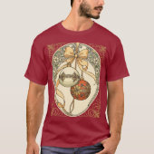 Christmas Ornaments Beige and Red Art Nouveau  Tシャツ (正面)