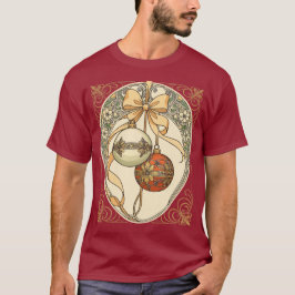 Christmas Ornaments Beige and Red Art Nouveau  Tシャツ