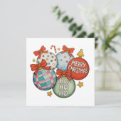 Christmas Ornaments Bow Merry Xmas Ho Snowman シーズンカード (スタンド正面)