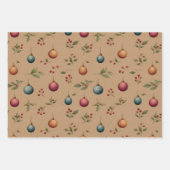Christmas Ornaments Brown  ラッピングペーパーシート (正面3)