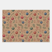 Christmas Ornaments Brown  ラッピングペーパーシート (正面2)