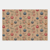 Christmas Ornaments Brown  ラッピングペーパーシート (正面)