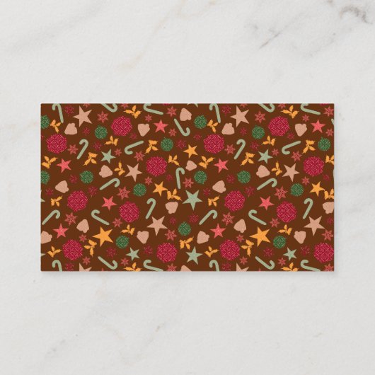 Christmas Ornaments Brown Background 名刺 (裏面)