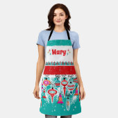 Christmas Ornaments Custom Apron エプロン (着用した状態)