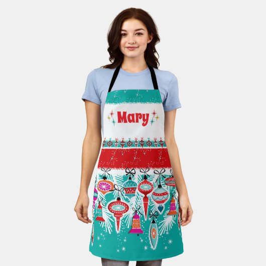 Christmas Ornaments Custom Apron エプロン (着用した状態)