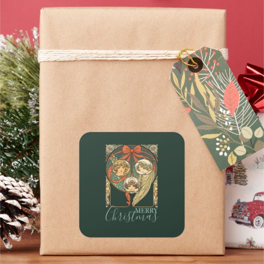 Christmas Ornaments Faith Hope And Charity Vector スクエアシール (クリスマス)