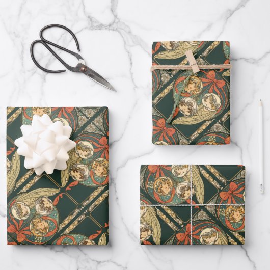 Christmas Ornaments Faith Hope And Charity Vector ラッピングペーパーシート (正面)