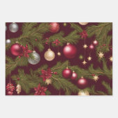 Christmas Ornaments Hanging on Christmas Tree ラッピングペーパーシート (正面)