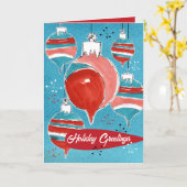 Christmas Ornaments Happy Holiday Greetings カード (黄色い花)