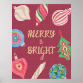 Christmas Ornaments Merry & Bright Art Print ポスター (正面)
