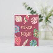 Christmas ornaments merry & bright Christmas  ポストカード (スタンド正面)