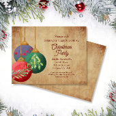Christmas Ornaments on Parchment Elegant Party 招待状