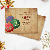 Christmas Ornaments on Parchment Elegant Party 招待状